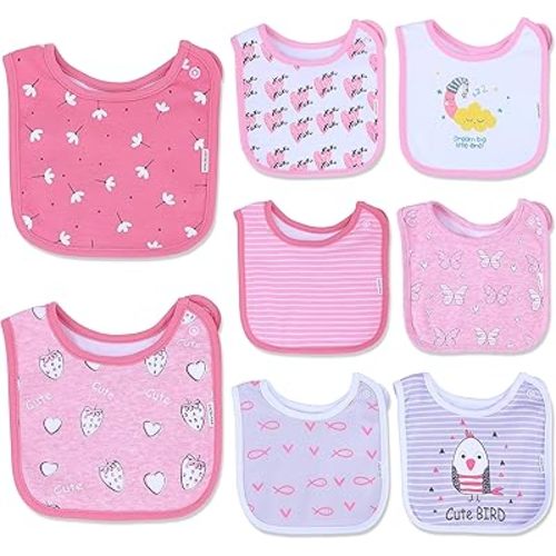 DOKMA Set 8 Organic Cotton Baby Drool Bibs - Bandana Teething Bibs for Baby - Bandana Drool Bibs - Ultra Soft, No Scratch