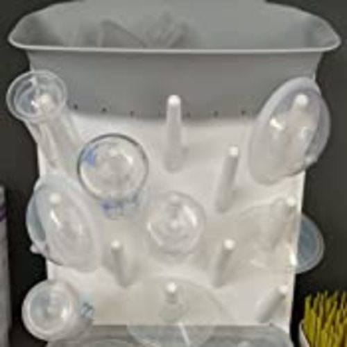 Ubbi Vertical Baby Bottle Drying Rack, Countertop Drying Rack Baby Accessory, Gray