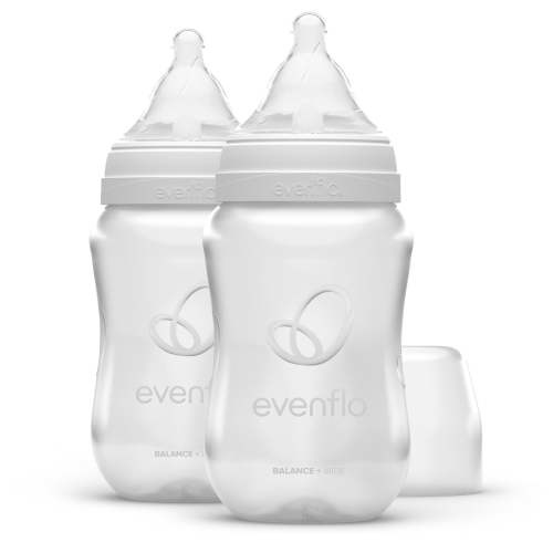 Evenflo Balance Wide Baby Bottles, Platinum White Color 9oz 2 Count