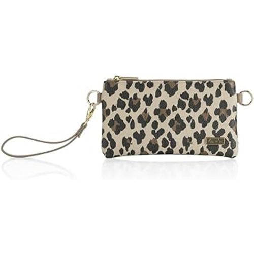 Itzy Ritzy Boss Pouch Wristlet, Crossbody Clutch & Belt Bag - Clutch Purse for Women - Includes Crossbody Strap & Wristlet Strap - Features 6 Card Slots & 2 Zippered Pockets (Leopard)