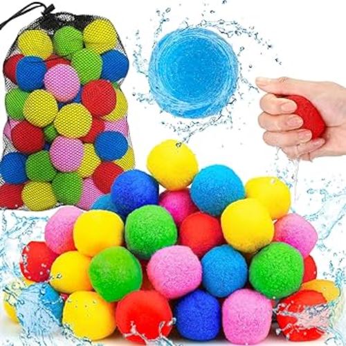 Jishi 36Pcs Reusable Water Balls, Kids Summer Outdoor Toys, Outside Activity Games for Backyard Yard Beach Pool Party Favors, Summer Water Fun Toddler Outdoor Play Toys for Boys Girls Ages 3+ Year Old