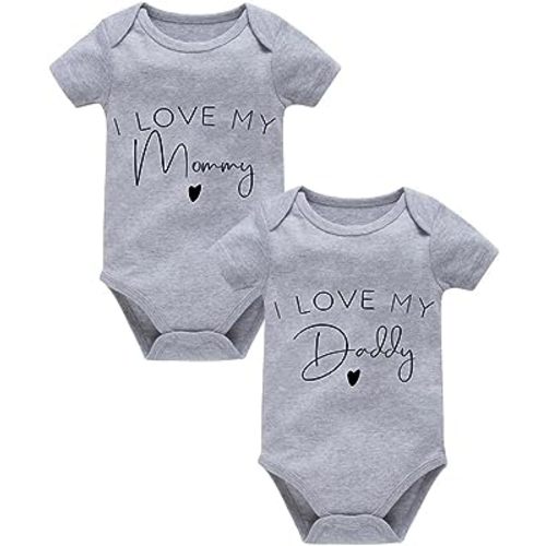 Viuluti I Love My Daddy And Mommy Baby Boy Bodysuits Infant Outfit Breathable Newborn Baby Girl Clothes Unisex Onesie 2-Pack
