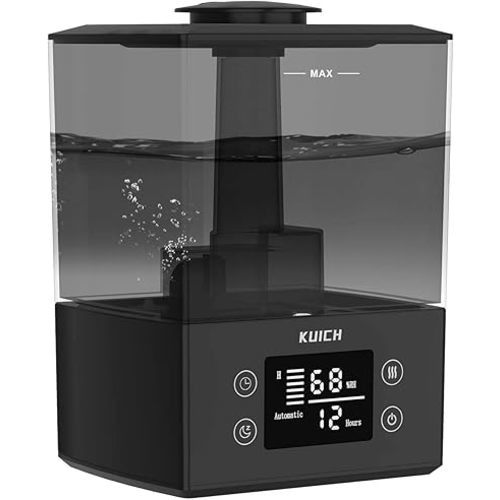 Air Humidifiers for Bedroom and Baby, Home & Plants - KUICH 2.4L Cool Mist Humidifiers for Nursery, 26db Quiet Top Fill Air Humidifier Lasts Up to 30 Hours, Auto Shut-Off, Easy to Fill and Clean,Black