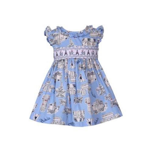 Toddler Girls Paris Print Smock Dress