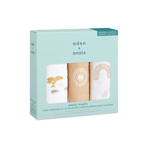 3-Pack Assorted Cotton Muslin Washcloth Set