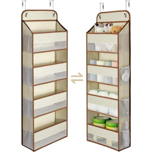 Yecaye 4-Shelf Over the Door Hanging Organizer Storage, Beige, 1 Pack