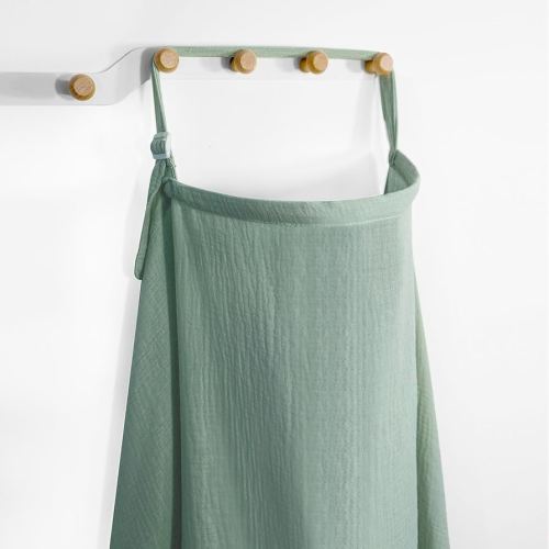 Muslin Nursing Covers for Breastfeeding, Arch Neckline Breast Feeding Covers for Women, Moms Privacy Breathable Summer Nursing Apron, 43.3" x 25.6" Soft Feeding Cover (Tranquil Green Grassy)