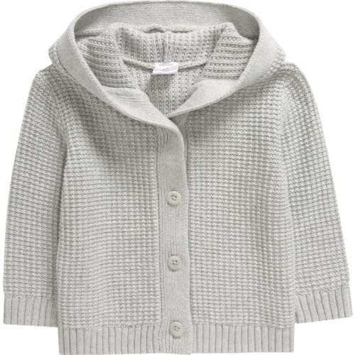Baby Core Hooded Cotton Cardigan, Newborn, Grey Light Heather
