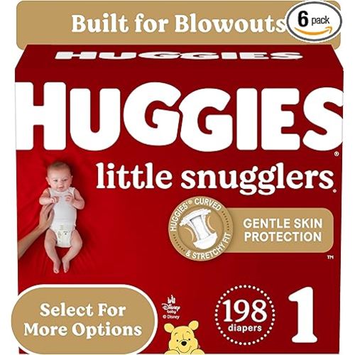 Huggies Size 1 Diapers, Little Snugglers Diapers, Size 1 (8-14 lbs), 198 Ct (6 packs of 33)