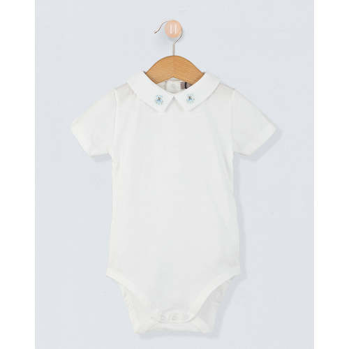 Andreas Onesie Embroidered Light Blue Bear - FLEURISSE - 12/18M