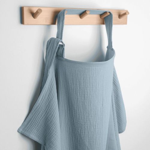 Comfy Cubs Muslin Nursing Cover, Pack of 1 - 100% Cotton Adjustable Neck Strap with Privacy Coverage - Pacific Blue