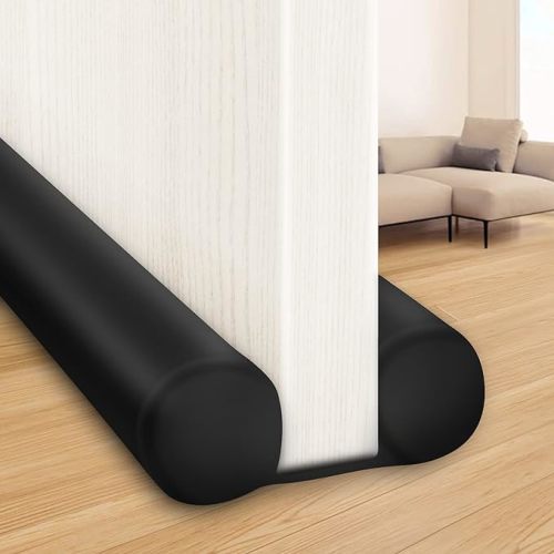 Door Draft Stopper for Bottom of Doors 36 Inch Under Door Draft Noise Blocker Black Gap Stoppers Door Draft Guard for Bottom of Doors Adjustable Twin Door Sweep Draft Seal Window Sealer