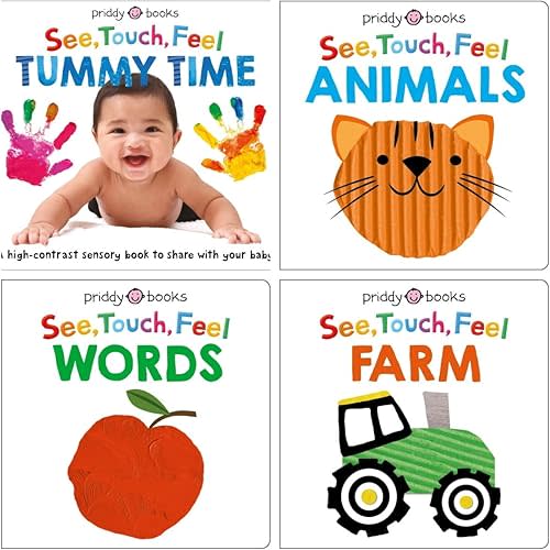 See, Touch, Feel Series 4-Book Collection Set: Tummy Time, Animals, Words, Farm Board book – February 25, 2025