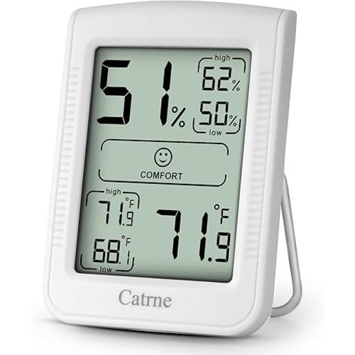 Digital Hygrometer Indoor Thermometer for Home,Room Thermometer with Temperature Gauge and Humidity Gauge,Temperature Humidity Meter Indoor with Maximum and Minimum Records (White)