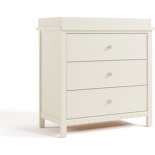 Graco Sasha 3-Drawer Chest with Changing Table Topper (Froasted Oat) – GREENGUARD Gold Certified, Nursery Bedroom Wood Chest with Spacious Storage, Interlocking Drawer System, Pre-Installed Tracks