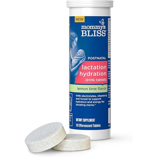 Mommy's Bliss Lactation Hydration Drink Tablets, Lemon Lime Flavor, Electrolytes + B Vitamins, 1 Pack (10 Tablets)