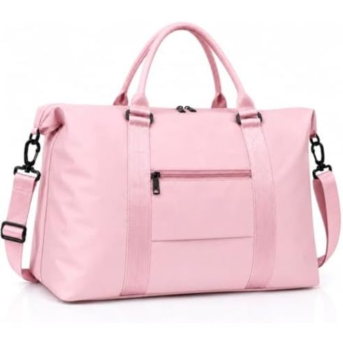 Travel Duffle Bag, Weekender Travel Bag Men Small Gym Bag for Women, Hospital Bag for Labor and Delivery, Overnight Bag Luggage Bag with Trolley Sleeve, Airplane Travel Essentials for Flying(Pink)
