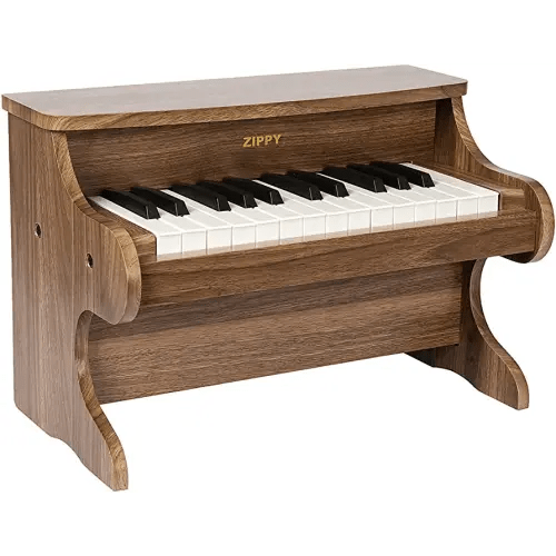 ZIPPY Kids Piano Keyboard, 25 Keys Digital Piano for Kids, Mini Music Educational Instrument Toy, Wood Piano for Toddlers Girls Boys, Walnut