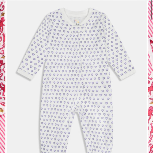Infant Hearts Zipper Footie