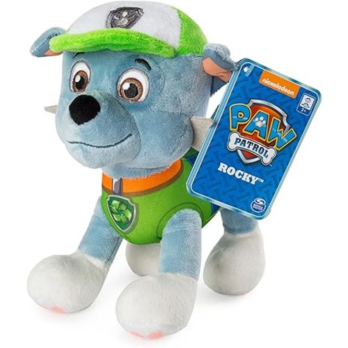 Paw Patrol – 8” Rocky Plush Toy, Standing Plush with Stitched Detailing, for Ages 3 and up
