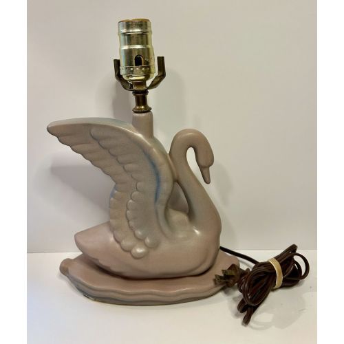 Van Briggle Swan Ice Blue Pottery Lamp, Mid Century MCM. Nice Condition, Working