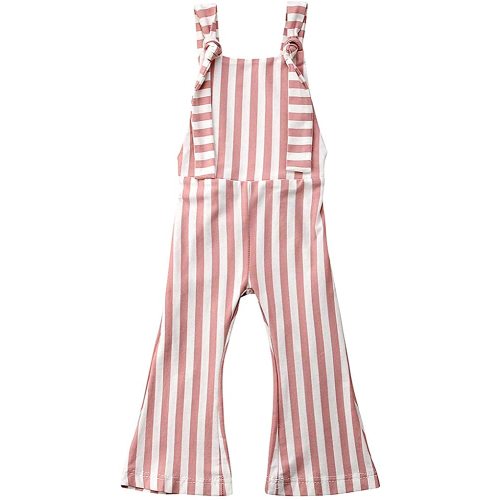 Toddler Kids Baby Girl Stripes Bell-Bottom Jumpsuit Romper Overalls Pants Outfits