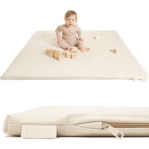 Stylish Padded Baby Play Mat for Your Boy or Girl - Extra Thick & Super Soft Vegan Leather Floor Mat Creates A Safe Play Area for Little Ones - A Beautiful Playmat That Fits Nicely Into Any Playroom