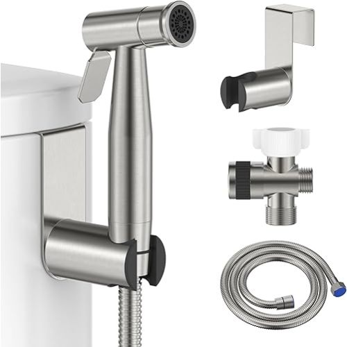 MBILLION Handheld Toilet Bidet Sprayer for Toilet Brushed Nickel 304 Stainless Steel Bidet Attachment Support Wall or Toilet Mount-Adjustable Water Pressure Jet/Soft Spray for Feminine Wash,Baby Wash