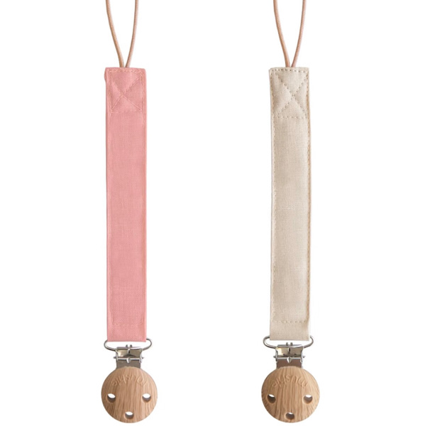 Amazon.com: mushie Linen Baby Pacifier Clip Holder (Dusty Rose/Shifting Sand) | Soft Linen Fabric, BPA-Free Clip, 2 Pack, Universal Fit