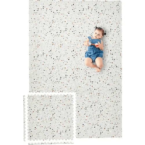 Yay Mats Stylish Extra Large Baby Play Mat. Soft, Thick, Non-Toxic Foam Covers 6 ft x 4 ft. Expandable Tiles with Edges Infants and Kids Playmat Tummy Time Mat