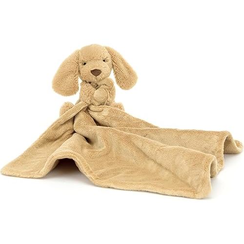 Jellycat Bashful Toffee Puppy Soother Stuffed Animal, 13.5 inches| Security Blanket & Lovey for Babies | Baby Gift