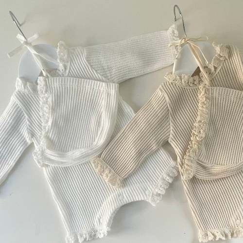 Shiloh Waffle Bodysuit + Bonnet Set (Two Colours)