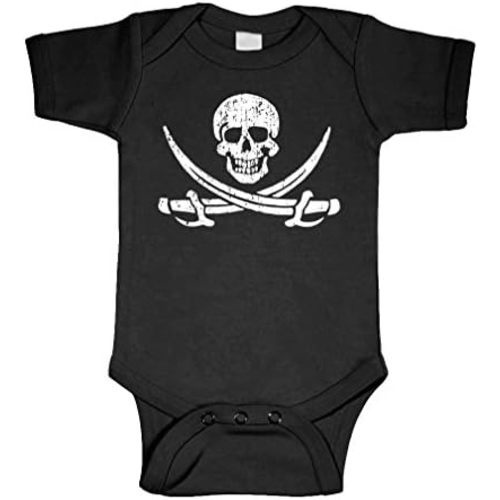 Jolly Roger Pirate Skull Crossed Swords - Cotton Infant Bodysuit