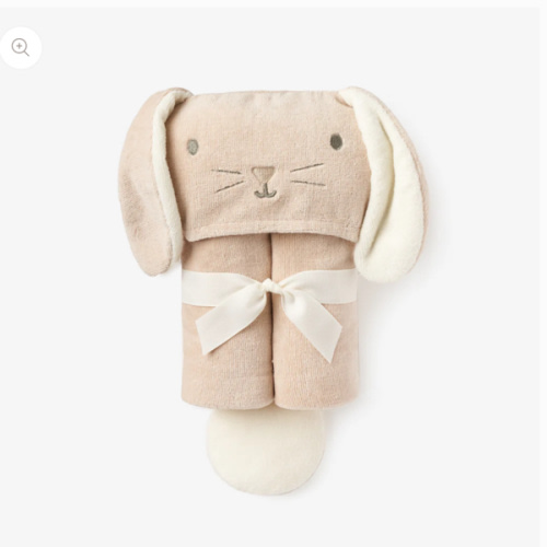Taupe Bunny Hooded Baby Bath Wrap – Elegant Baby
