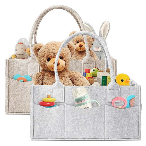 Allhall 2 Pcs Baby Diaper Caddy Organizer, Portable Baby Organizers and Storage for Nursery, Large Travel Car Caddy, Girls, Boys Shower Gift Basket, New Mom Gifts