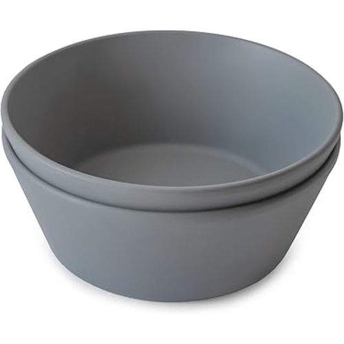 mushie Round Dinnerware Bowls for Kids | Made in Denmark, Set of 2 (Smoke)