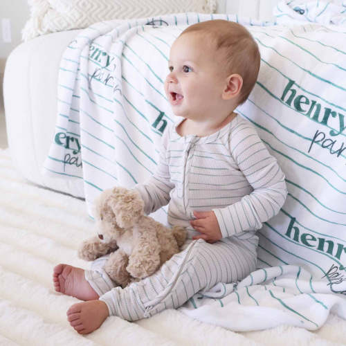 Sage's Stripes Bamboo Waffle Convertible Zip Romper