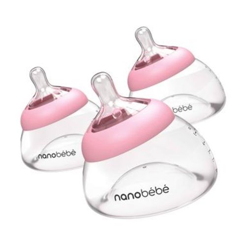 nanobebe Breast Milk Baby Bottle - Pink - 3pk