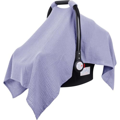 Metplus Muslin Car Seat Cover for Babies - Carseat Stroller Cover Infant Stroller Covers for Boys and Girls, Breathable & Lightweight, Fits Most Strollers & Baby Car Seats