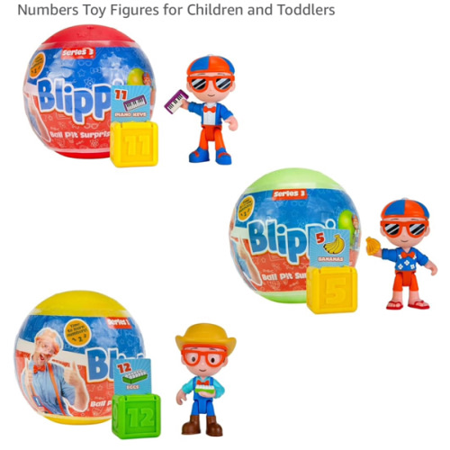 Blippi Ball Pit Surprise 3 Pack Bundle Learn Shapes and Numbers Toy Figures for Children and Toddlers