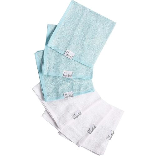 Copper Pearl 6 Ultra Soft Baby Bath Washcloths Premium Large Soft Sonny (Blue/White) 11" x 11" Towels