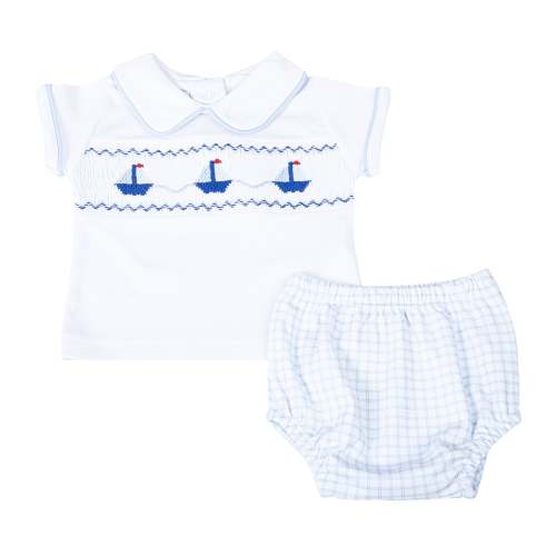 Ahoy Baby Classics Smocked Diaper Cover Set | Light Blue