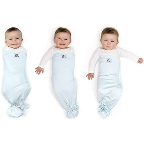 The Ollie Swaddle -- Helps to Reduce The Moro (Startle) Reflex -- Made from a Custom Designed Moisture-Wicking Material (Sky)