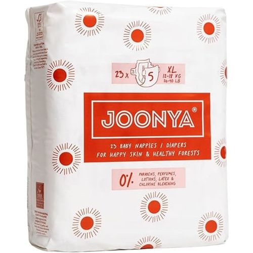 Joonya Baby Diapers, Size 5 XL (26-40 lb) - 1 Bag of 23 - **New Range** - NonToxic, Eco-Friendly, Ultra Slim, Overnight Use - Made in Denmark