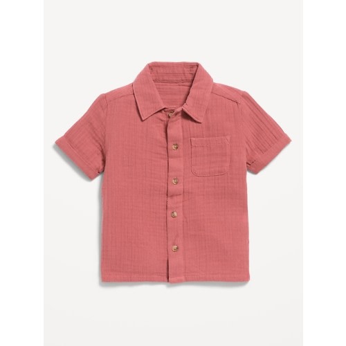 Short-Sleeve Double-Weave Shirt for Toddler Boys