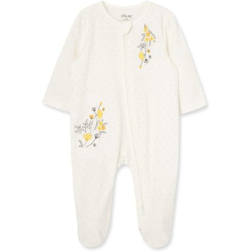 Little Me Clothes for Baby Girls' 100% Cotton Scratch-Free Tag Footie Sleeper, Preemie to 9 Months