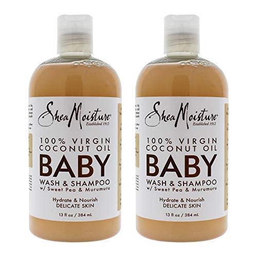 SHEA MOISTURE 100% Virgin Coconut Oil Baby Wash & Shampoo Pack Of 2, 13 Oz