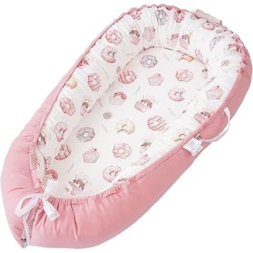 Baby Lounger - Infant Lounger for Newborn 0-24 Months, Breathable & Soft Baby Nest Cover, Portable Baby Bed for Home and Travel, Babies Essentials Gifts - Pink