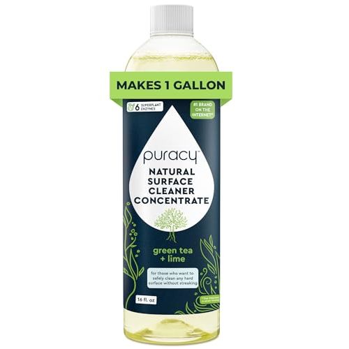 Puracy 99.9% Natural All Purpose Cleaner Concentrate - Makes 128oz Multi Purpose Cleaner - Green Tea & Lime - Surface Cleaner, Floor Cleaner, Kitchen, Cleaner, Bathroom Cleaner - Cleaning supplies