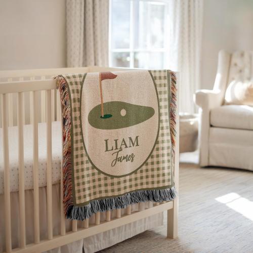 Vintage Golf Nursery Decor Baby Blanket Personalized Baby Boy Blanket Custom Baby Name Blanket Golfer Boy Baby Shower Gift Golf Theme Nurser